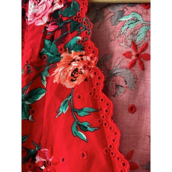 Torrid Red  V-neck Floral Baby Doll Blouse/ NWT size 3 - Picture 9 of 11